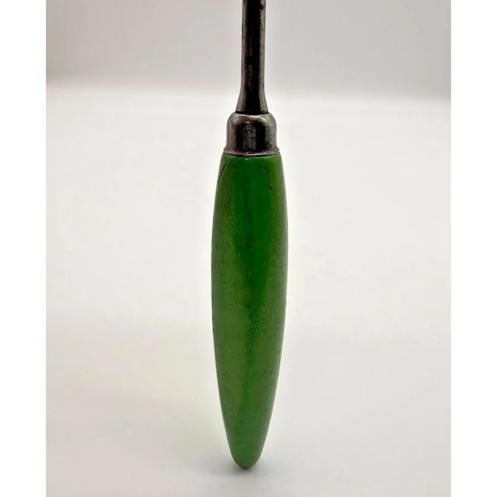 Vintage A&J USA 3 Tine Kitchen Fork Green Wood Handle Meat BBQ Cooking Utensil